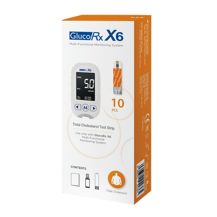 GlucoRx X6 Total Cholesterol Test Strips x 150 packs (10pcs per pack)