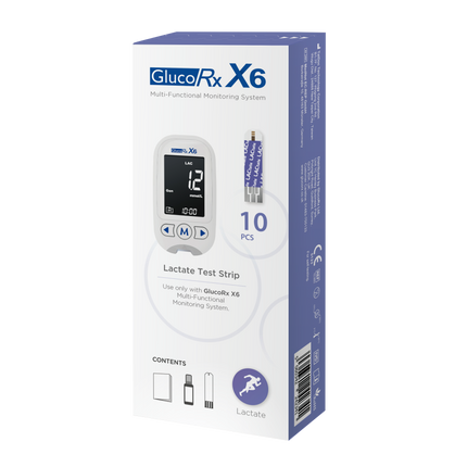 GlucoRx X6 Lactate Test Strips x 150 packs (10pcs per pack)
